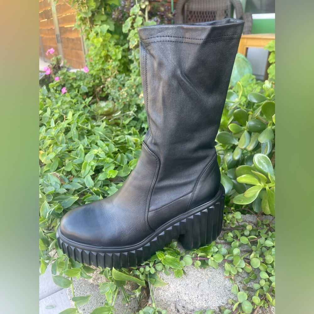 AGL Tiggy Sock booties Size 41 leather combat boot pull on style black boots - Picture 11 of 13